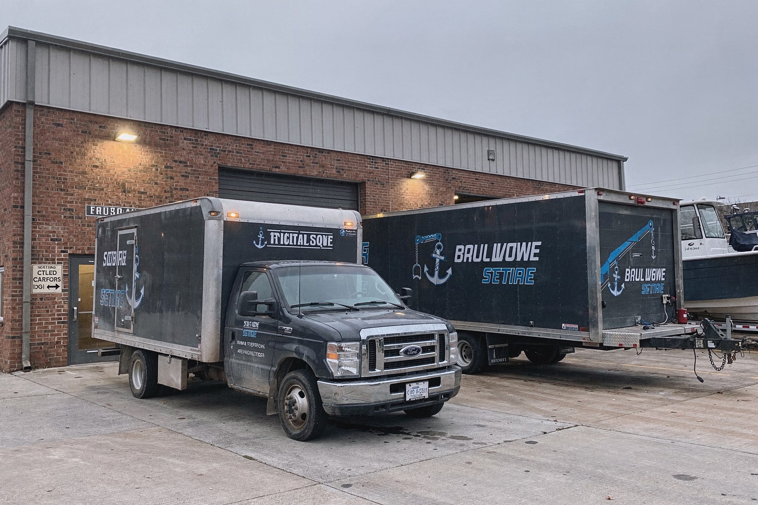 Boat disposal Charlotte NC – multiple boats staged at commercial facility for junk removal processing